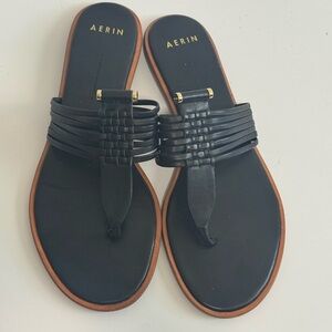 AERIN SAIA Woman’s Black Thong Sandals Flip Flops size 7 Flats NEW!